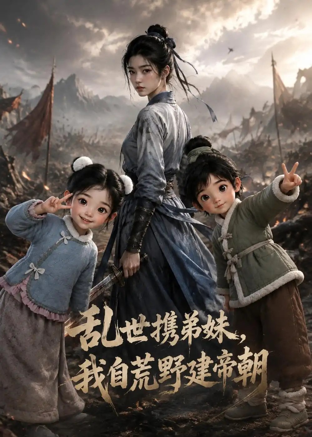 乱世携弟妹，我自荒野建帝朝&乱世携弟妹我自荒野建帝朝（129集）AI短剧 - 夸克网盘 资源封面图