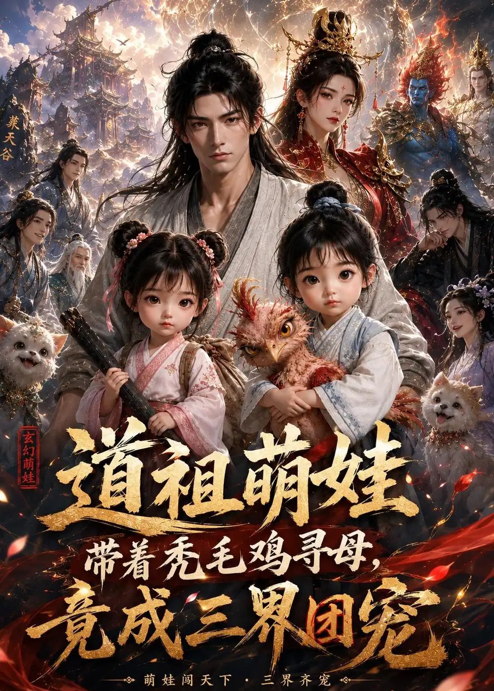 道祖萌娃带着秃毛鸡寻母，竟成三界团宠&道祖萌娃带着秃毛鸡寻母竟成三界团宠（57集）AI短剧 - 夸克网盘 资源封面图