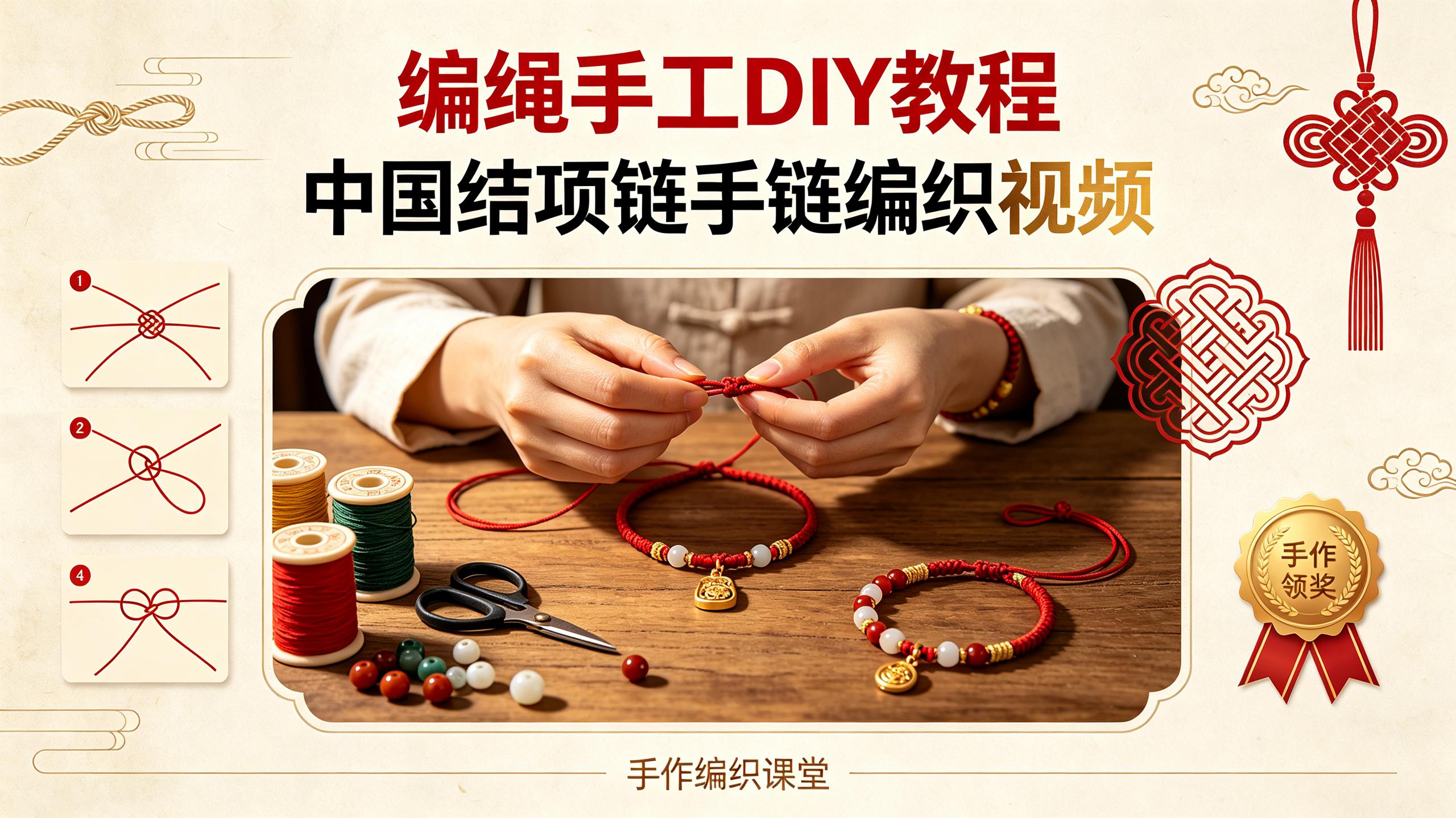 编绳手工DIY教程，中国结项链手链编织视频 - 夸克网盘 资源封面图