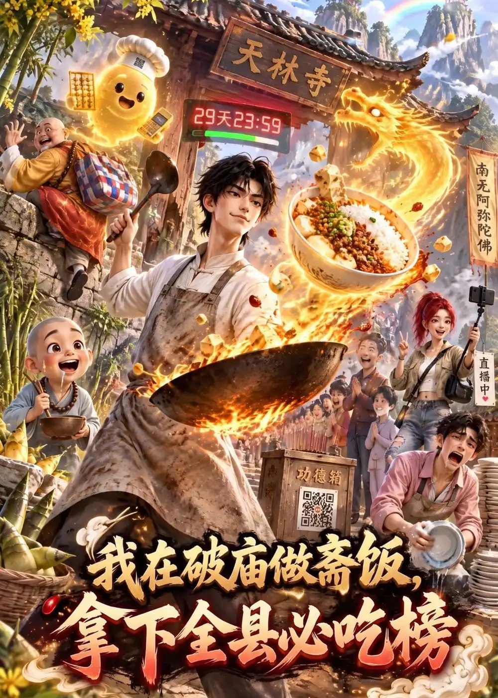 我在破庙做斋饭，拿下全县必吃榜&我在破庙做斋饭拿下全县必吃榜（80集）AI短剧 - 夸克网盘 资源封面图
