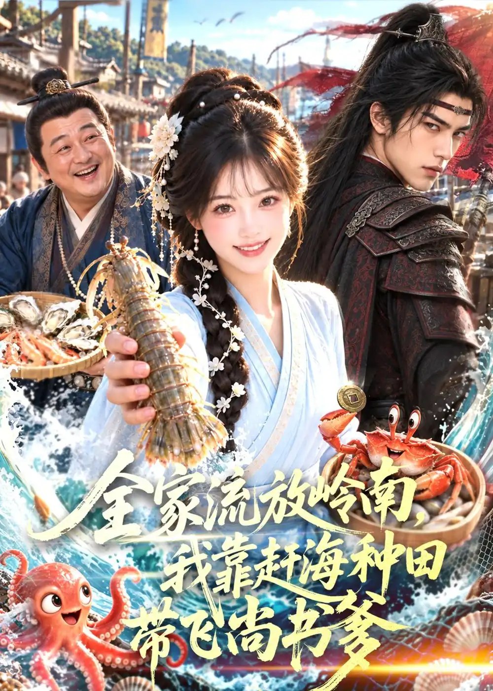 全家流放岭南，我靠赶海种田带飞尚书爹&全家流放岭南我靠赶海种田带飞尚书爹（80集）AI短剧 - 夸克网盘 资源封面图