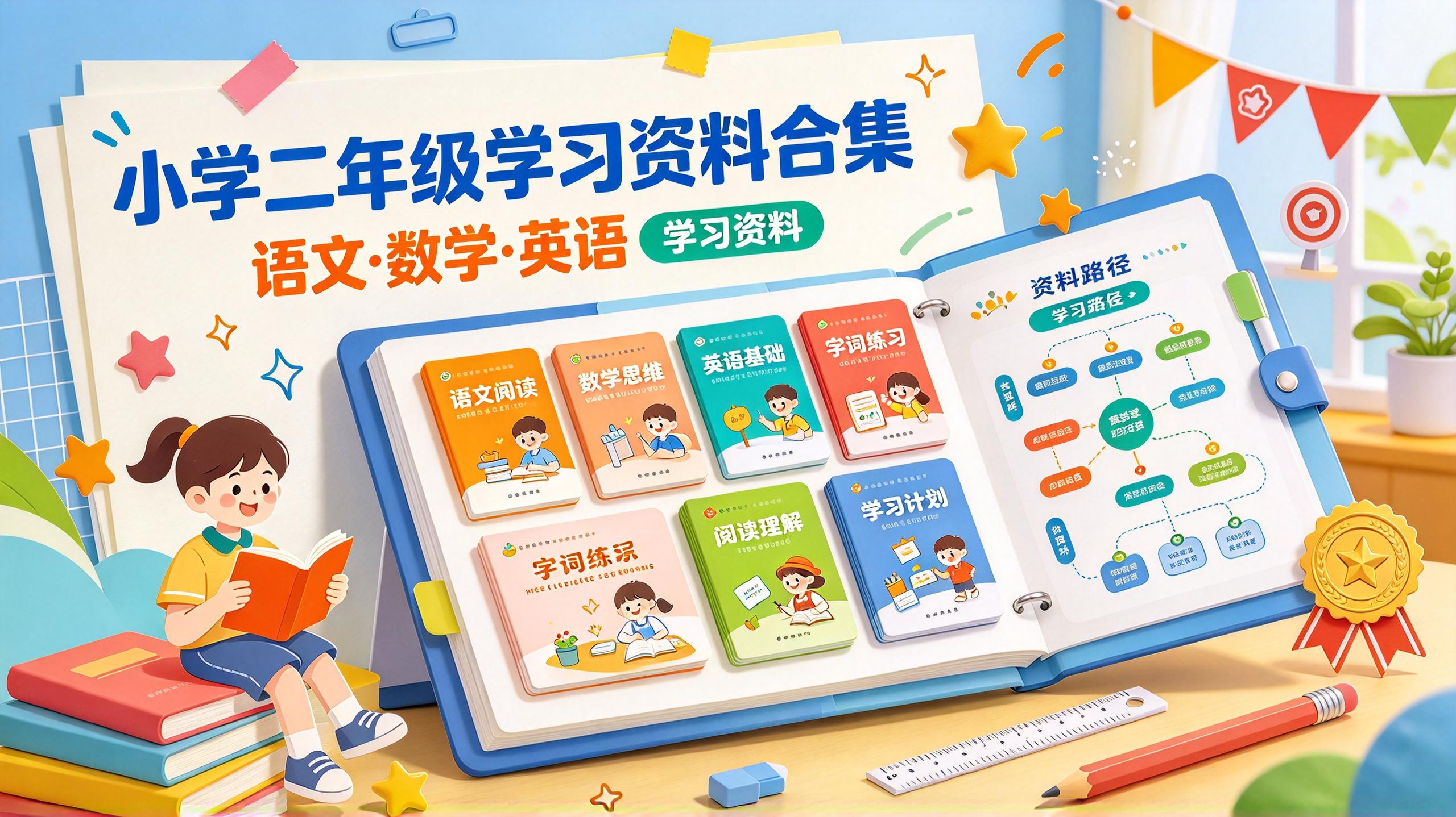小红书+抖音爆款，小学二年级学习资料合集 - 夸克网盘 资源封面图