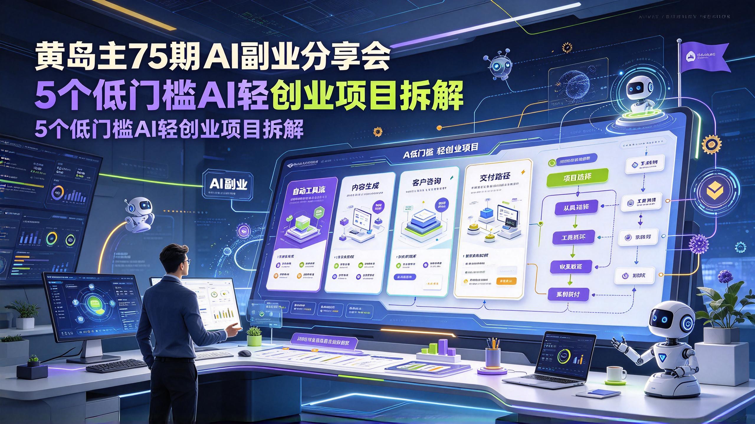 黄岛主75期AI副业分享会-5个低门槛AI轻创业项目拆解 - 夸克网盘 资源封面图